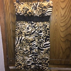 Dori Plus 3x Animal Print Strapless Dress